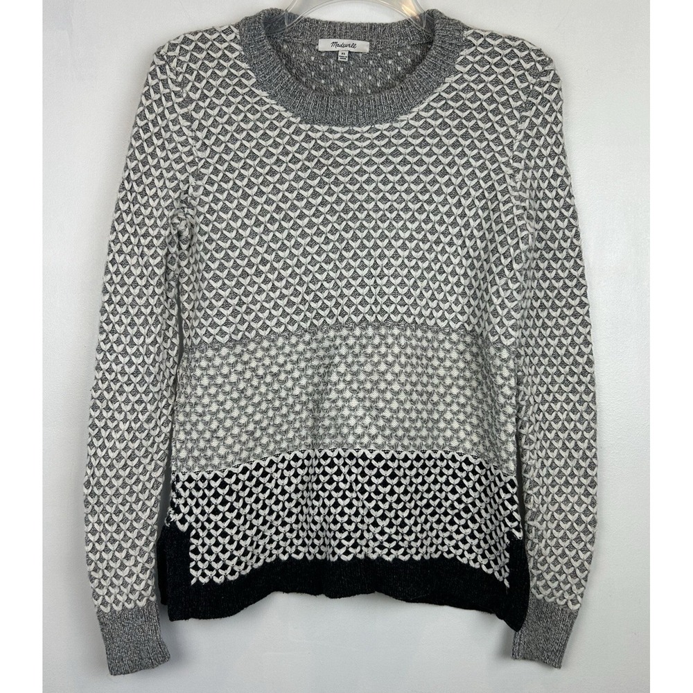 Madewell Sweater Womens XS Pullover Textured Gray Crew Casual Preppy Career